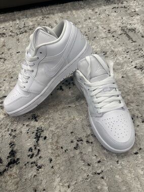 Jordan White Low-Top Sneakers with Black Jumpman